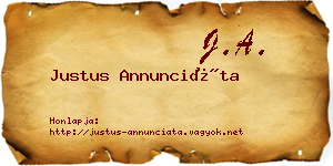 Justus Annunciáta névjegykártya